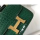 Hermes Constance 18cm Bag In Green Embossed Crocodile