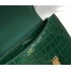 Hermes Constance 18cm Bag In Green Embossed Crocodile