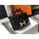 Hermes Constance 18cm Bag In Black Embossed Crocodile