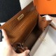 Hermes Kelly 28cm Bag In Brown Embossed Crocodile GHW