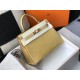 Hermes Kelly 28cm Bag In Jaune Poussin Embossed Crocodile GHW