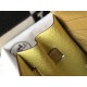 Hermes Kelly 28cm Bag In Jaune Poussin Embossed Crocodile GHW