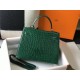 Hermes Kelly 28cm Bag In Green Embossed Crocodile GHW