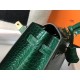 Hermes Kelly 28cm Bag In Green Embossed Crocodile GHW