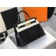 Hermes Kelly 28cm Bag In Black Embossed Crocodile GHW