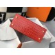 Hermes Kelly 28cm Bag In Red Embossed Crocodile GHW