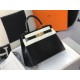 Hermes Kelly 25cm Bag In Black Embossed Crocodile