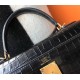 Hermes Kelly 25cm Bag In Black Embossed Crocodile