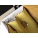 Hermes Kelly 25cm Bag In Jaune Poussin Embossed Crocodile