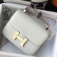 Hermes Constance 24cm Bag In White Embossed Crocodile