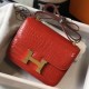 Hermes Constance 24cm Bag In Red Embossed Crocodile