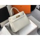 Hermes Kelly 25cm Bag In White Embossed Crocodile