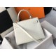 Hermes Kelly 25cm Bag In White Embossed Crocodile