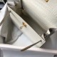 Hermes Kelly 25cm Bag In White Embossed Crocodile