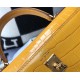 Hermes Kelly 25cm Bag In Yellow Embossed Crocodile