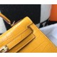 Hermes Kelly 25cm Bag In Yellow Embossed Crocodile