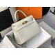 Hermes Kelly 28cm Bag In White Embossed Crocodile GHW