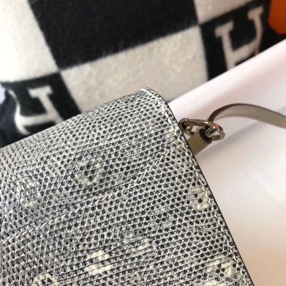 Hermes Roulis Mini Bag In White Crocodile With Natural Lizard