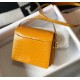 Hermes Roulis Mini Bag In Yellow Embossed Crocodile Calfskin