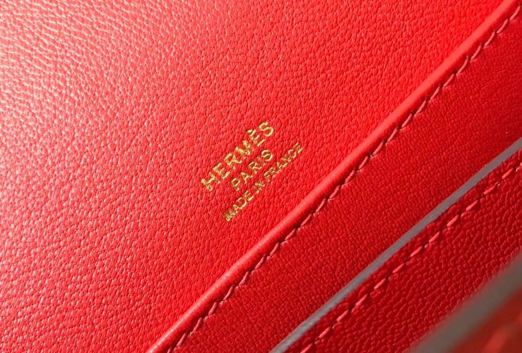 Hermes Roulis Mini Bag In Red Embossed Crocodile Calfskin