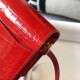 Hermes Roulis Mini Bag In Red Embossed Crocodile Calfskin