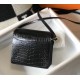 Hermes Roulis Mini Bag In Black Embossed Crocodile Calfskin