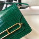 Hermes Roulis Mini Bag In Green Embossed Crocodile Calfskin