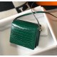 Hermes Roulis Mini Bag In Green Embossed Crocodile Calfskin