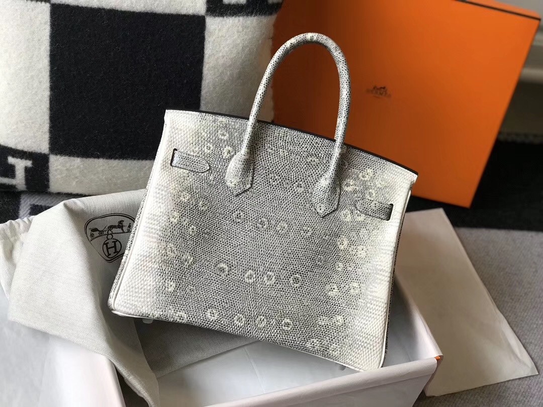 Hermes Birkin 30cm Bag In Ombre Embossed Natural Lizard