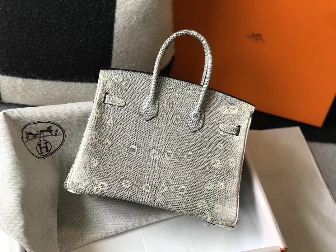 Hermes Birkin 25cm Bag In Ombre Embossed Natural Lizard