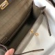 Hermes Kelly Pochette Bag In Taupe Embossed Crocodile Leather