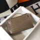 Hermes Kelly Pochette Bag In Taupe Embossed Crocodile Leather