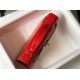 Hermes Kelly Pochette Bag In Red Embossed Crocodile Leather