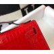 Hermes Kelly Pochette Bag In Red Embossed Crocodile Leather