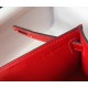 Hermes Kelly Pochette Bag In Red Embossed Crocodile Leather