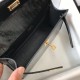 Hermes Kelly Pochette Bag In Black Embossed Crocodile Leather