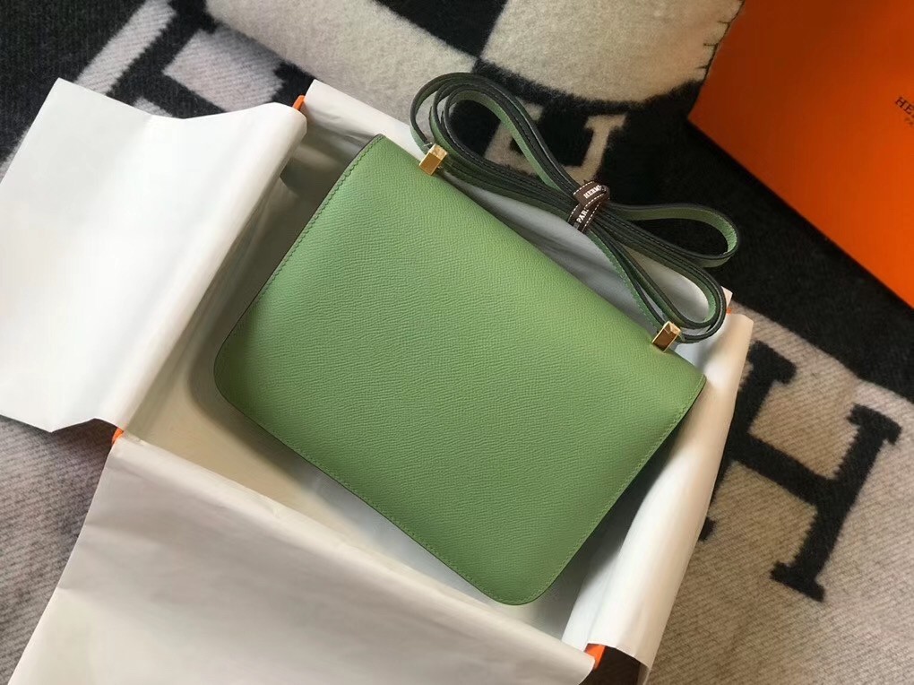 Hermes Epsom Constance 24cm Vert Criquet Handmade Bag