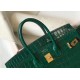 Hermes Birkin 25cm Bag In Green Embossed Crocodile Leather