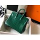 Hermes Birkin 25cm Bag In Green Embossed Crocodile Leather