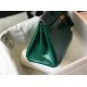 Hermes Birkin 25cm Bag In Green Embossed Crocodile Leather