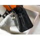 Hermes Birkin 25cm Bag In Black Embossed Crocodile Leather