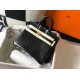 Hermes Birkin 25cm Bag In Black Embossed Crocodile Leather