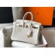 Hermes Birkin 25cm Bag In White Embossed Crocodile Leather