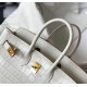 Hermes Birkin 25cm Bag In White Embossed Crocodile Leather