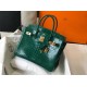 Hermes Birkin 30cm Bag In Green Embossed Crocodile Leather