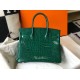 Hermes Birkin 30cm Bag In Green Embossed Crocodile Leather