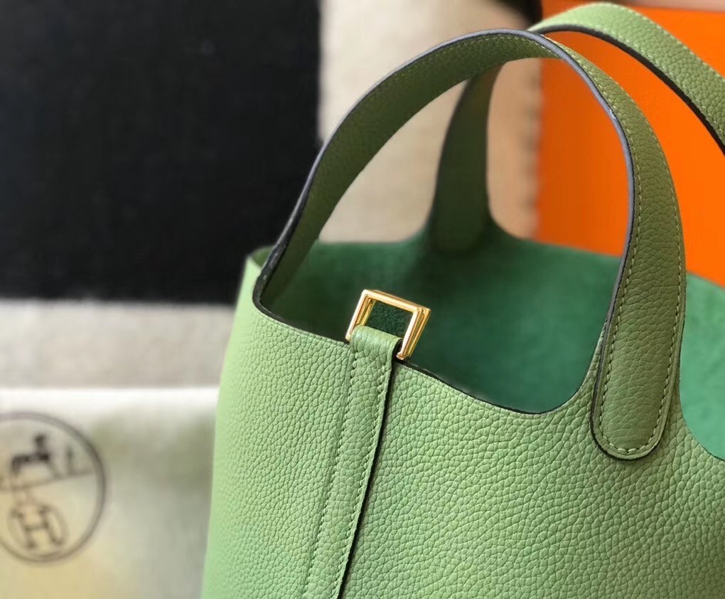 Hermes Vert Criquet Picotin Lock PM 18cm Handmade Bag