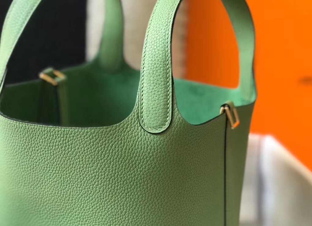 Hermes Vert Criquet Picotin Lock PM 18cm Handmade Bag