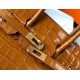 Hermes Birkin 25cm Bag In Gold Embossed Crocodile Leather