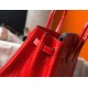 Hermes Birkin 25cm Bag In Red Embossed Crocodile Leather